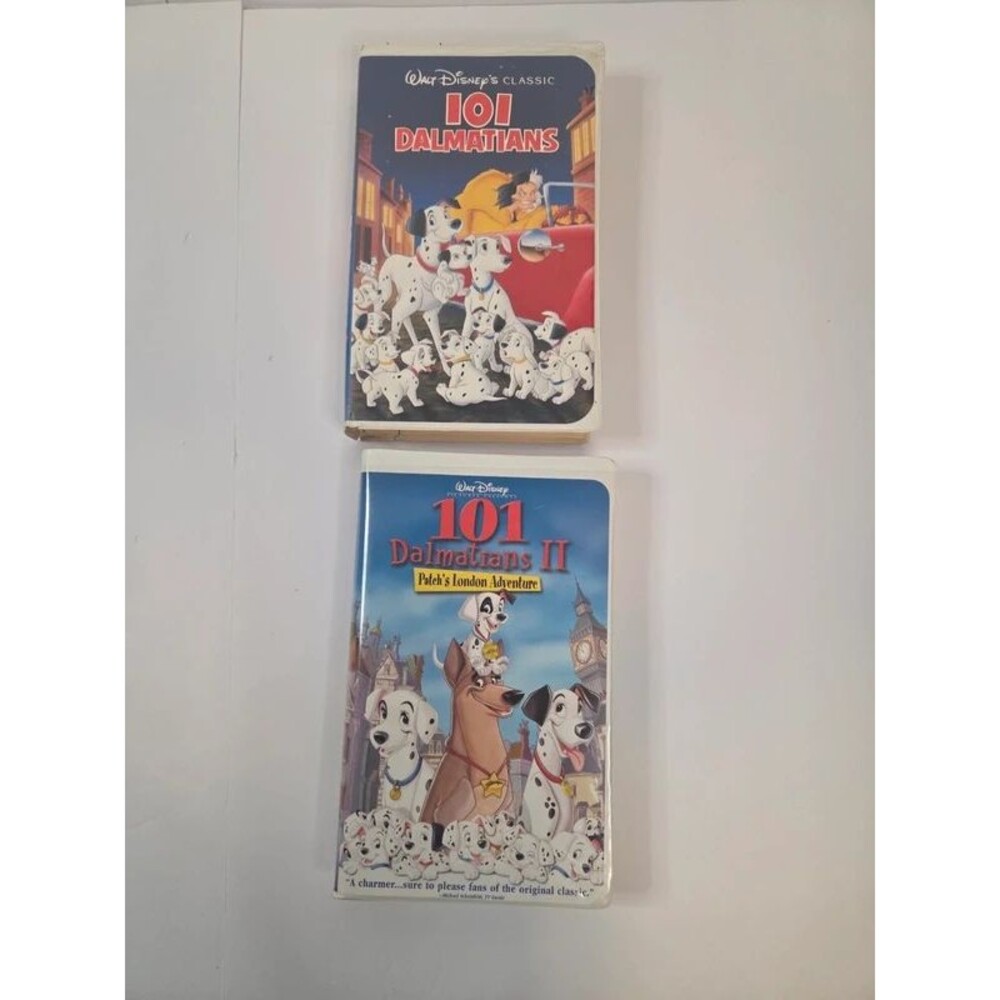 Vintage Disney Animated 101 Dalmatians VHS Tape Bundle 1 and 2